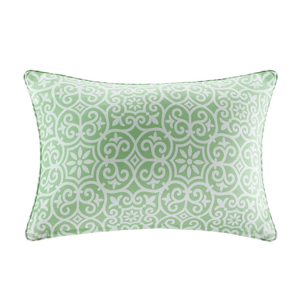 

Madison Park - Aptos Printed Fret 3M Scotchgard Outdoor Oblong Pillow - Green - 14x20