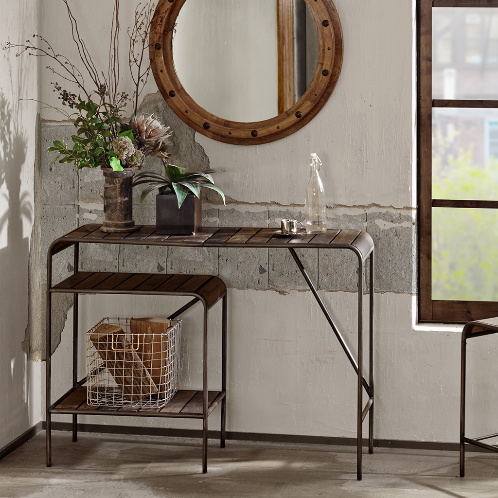 

INK+IVY - Renu Metal Console Table - Light Brown Multi /Gunmetal - See below