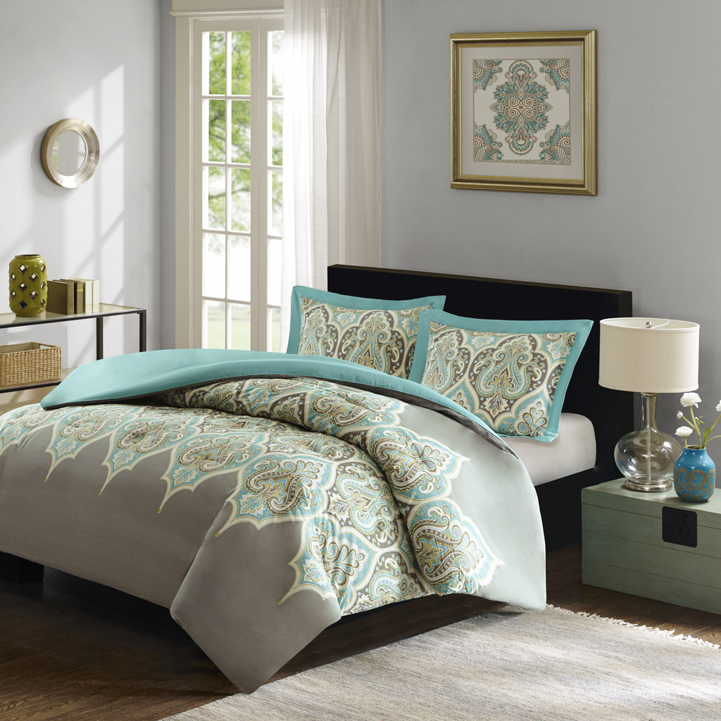 

Madison Park - Maya 3 Piece Duvet Cover Set - Grey - Full/Queen
