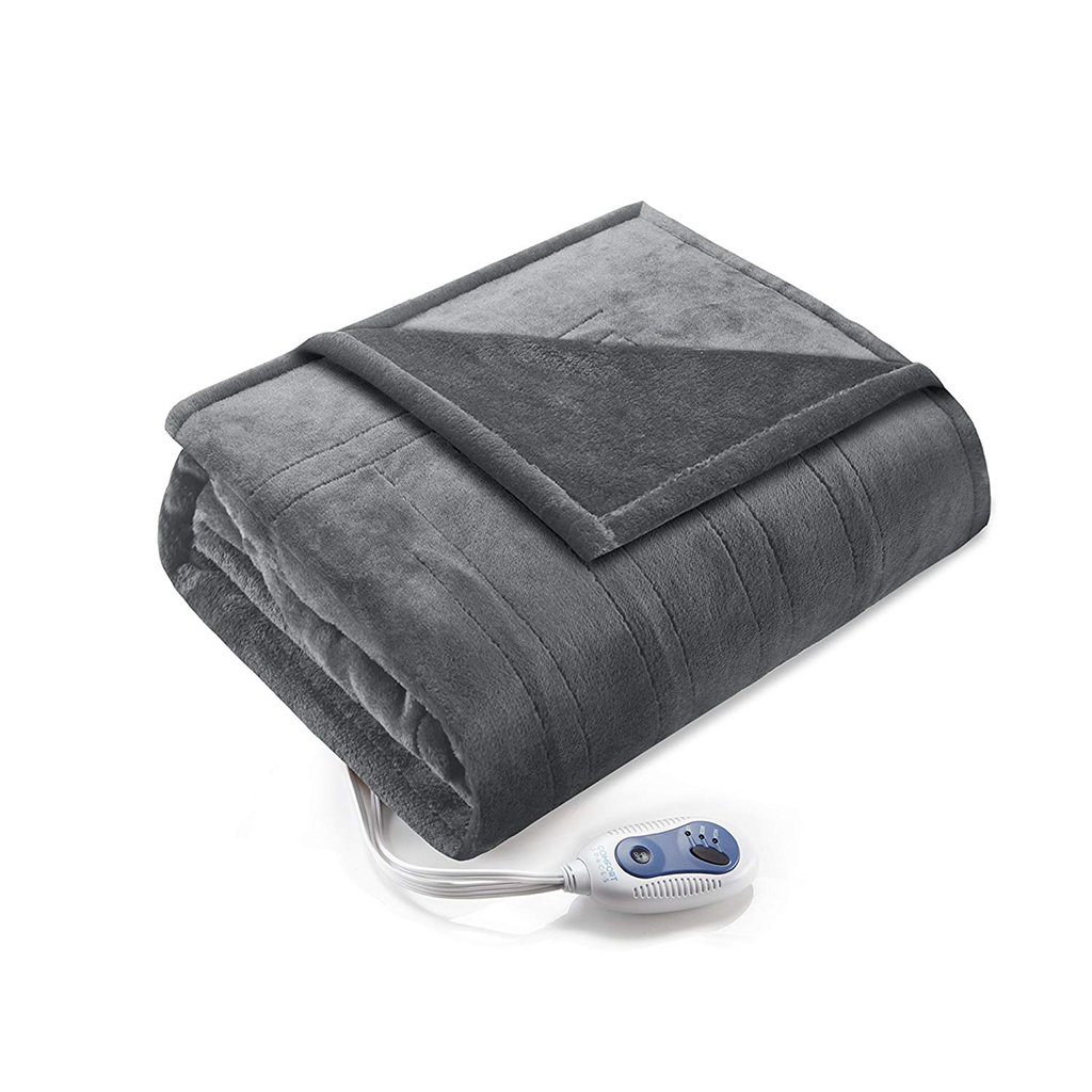 

Comfort Spaces - Allover Plush Heated Snuggle Wrap 50"x64" - Grey - 50x64