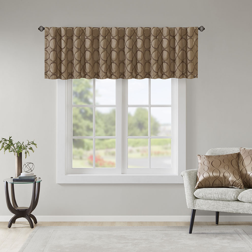 

Madison Park - Serendipity Embroidery Taffeta Valance - Tan - 50x18