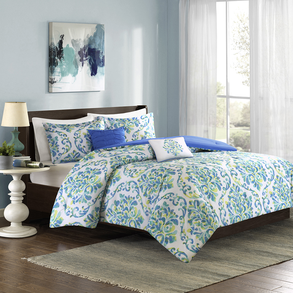 

Intelligent Design - Ari Comforter Set - Aqua - Full/Queen
