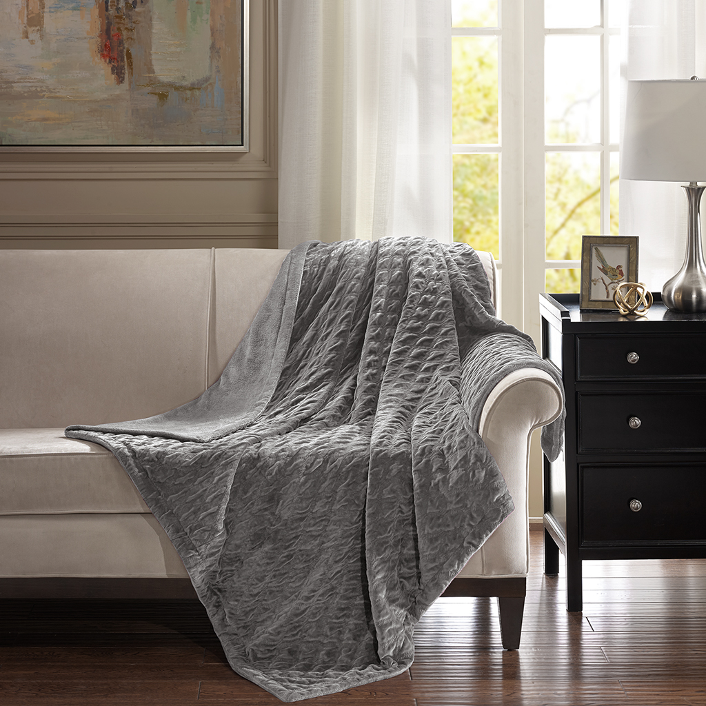 

Bombay - Victoria Oversized Textured Plush Throw - Grey - 60x70