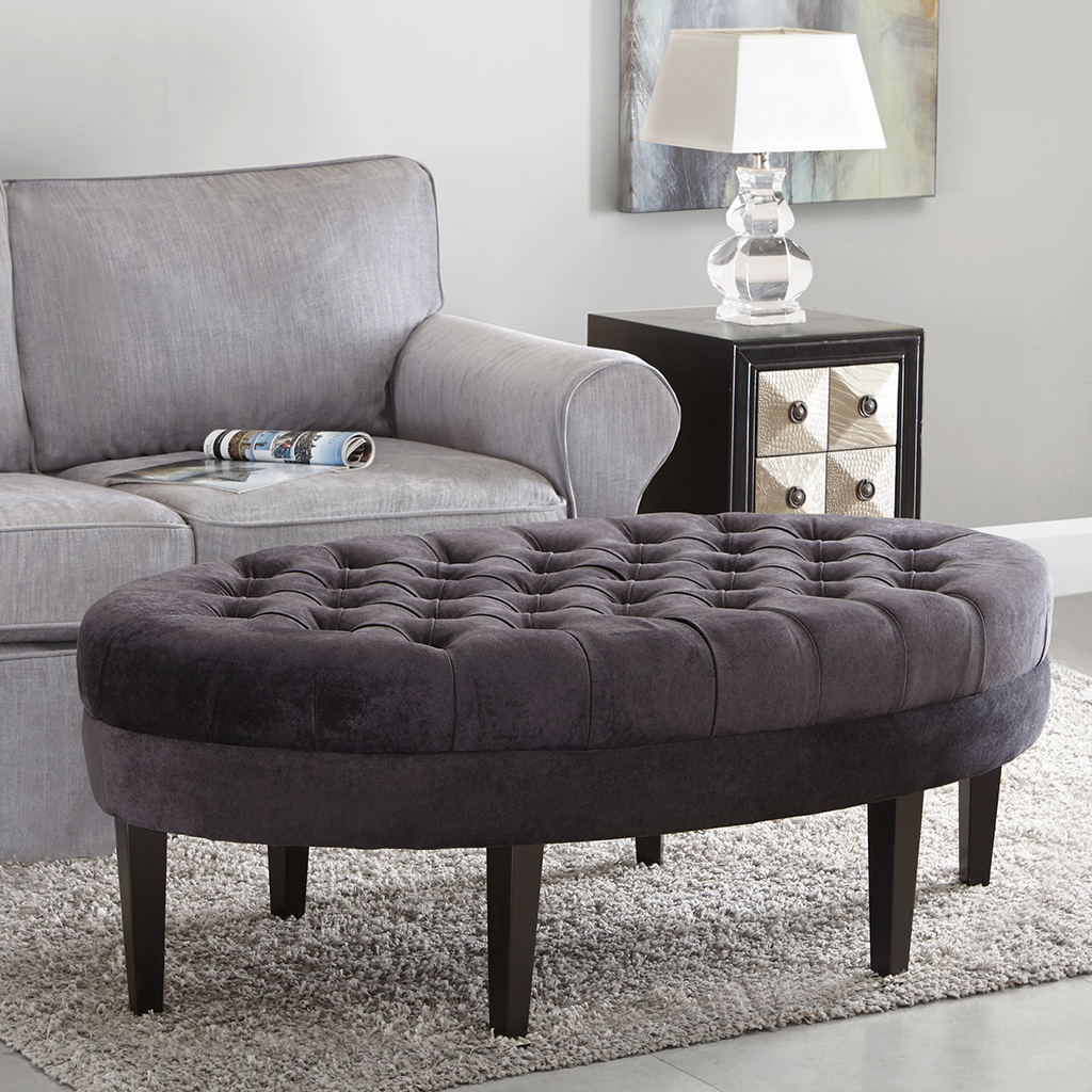 

Madison Park - Martin Surfboard Tufted Ottoman - Ash Grey - See below