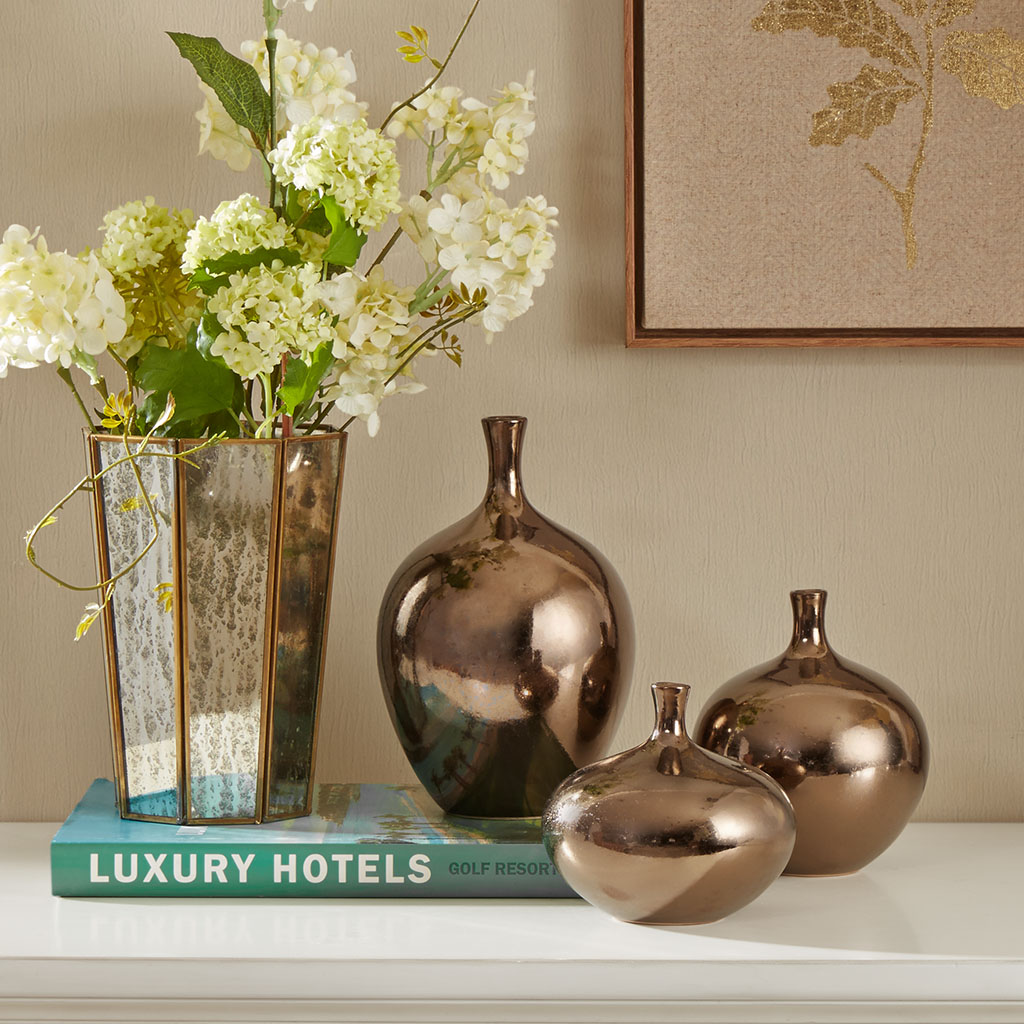 

Madison Park Signature - Ansen Metallic 3PC Vase Set - Bronze - See below
