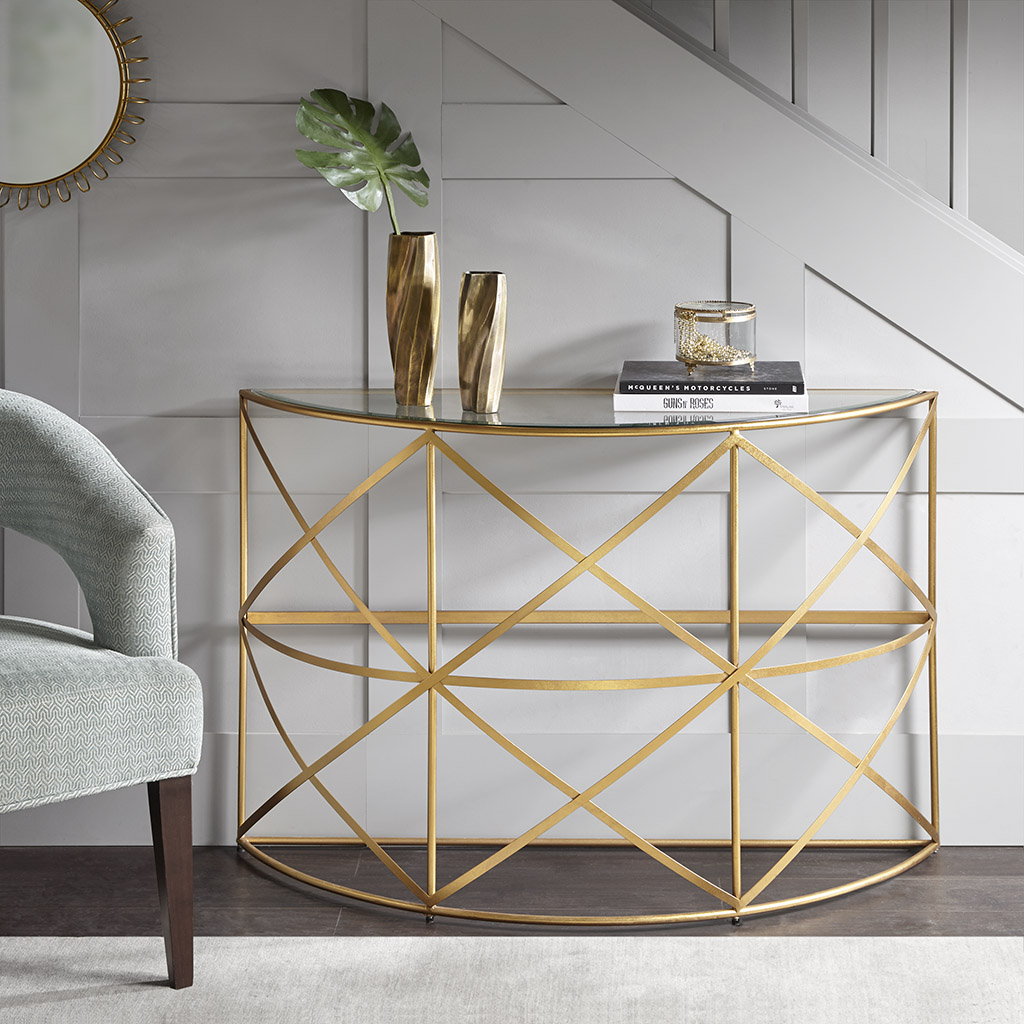 

Madison Park - Nora Console Table - Gold - See below