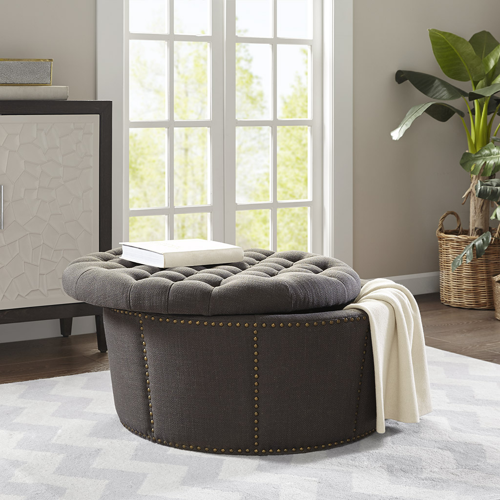 

Madison Park - Derek Storage Ottoman - Charcoal - See below