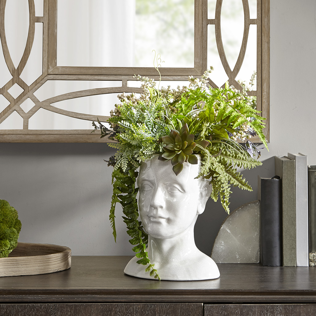 

Madison Park - Facade Human Shaped Ceramic Vase - White - See below