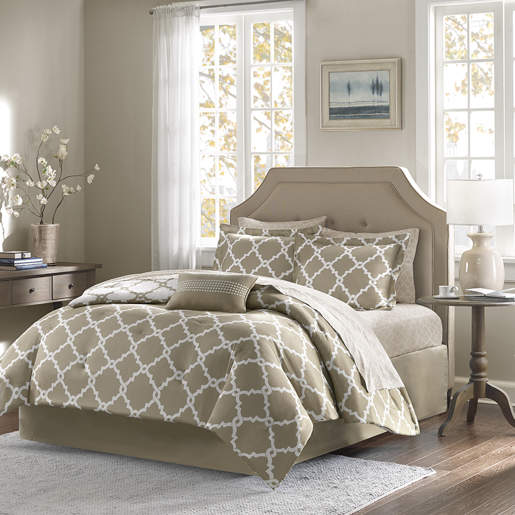 

Madison Park Essentials - Merritt Reversible Complete Comforter and Cotton Sheet Set - Taupe - Cal King