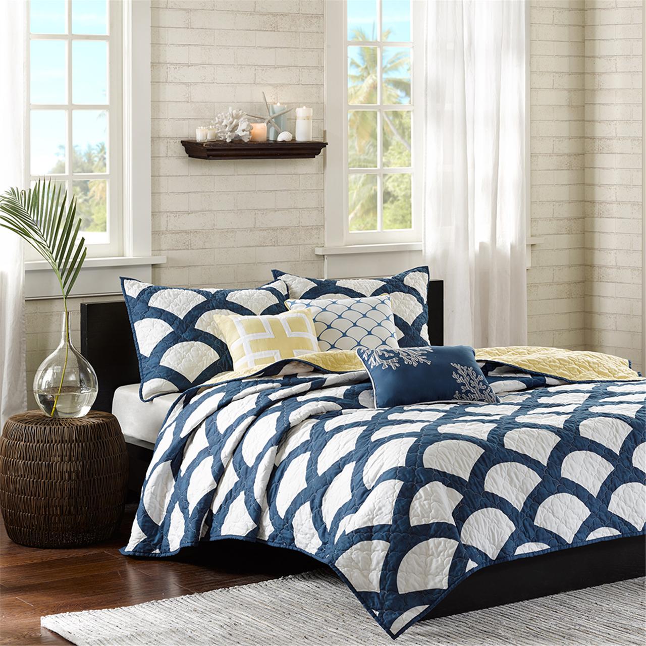 

Madison Park - Kokomo 6 Piece Coverlet Set - Blue - King/Cal King