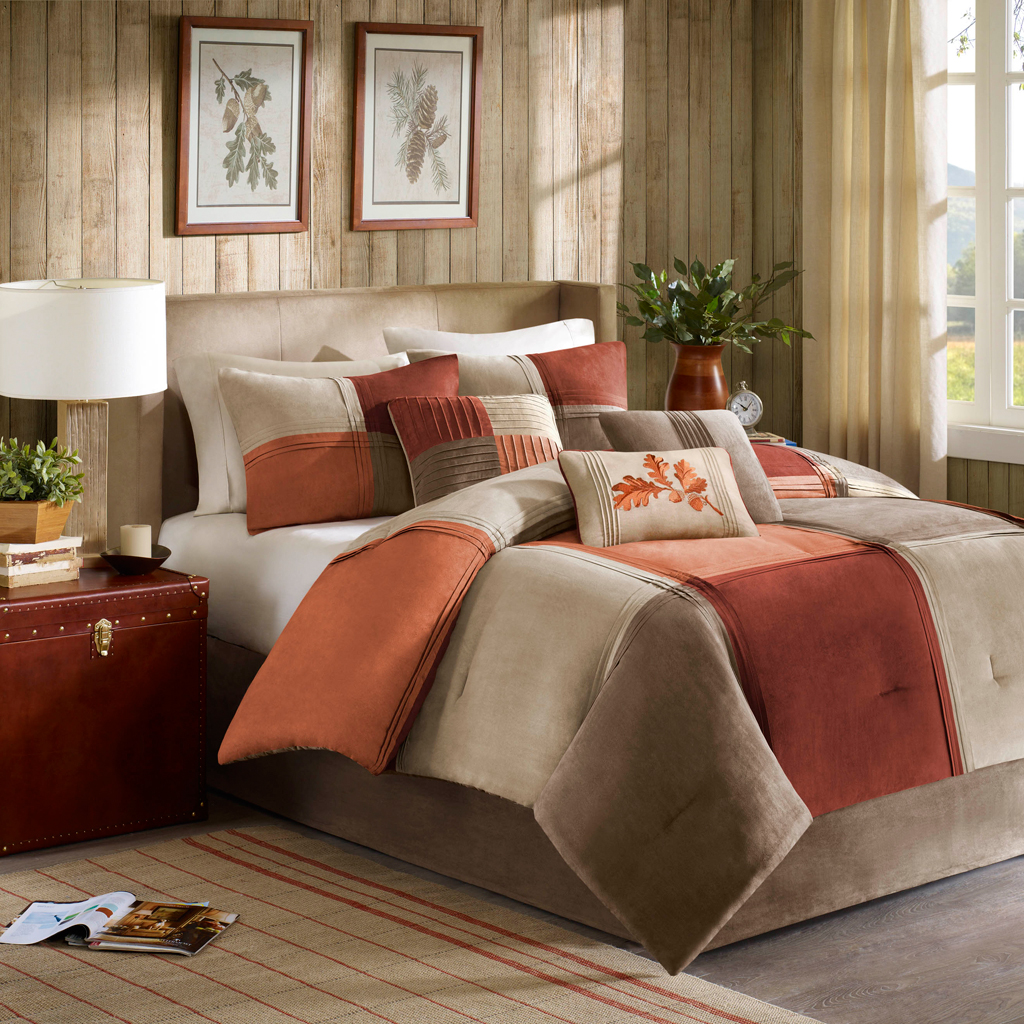 

Madison Park - Jackson Blocks 7 Piece Comforter Set - Orange - Cal King