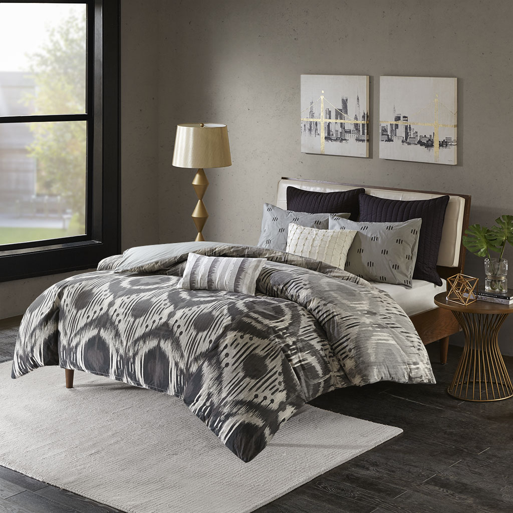 

INK+IVY - Orissa Cotton Duvet Cover Mini Set - Grey - King/Cal King