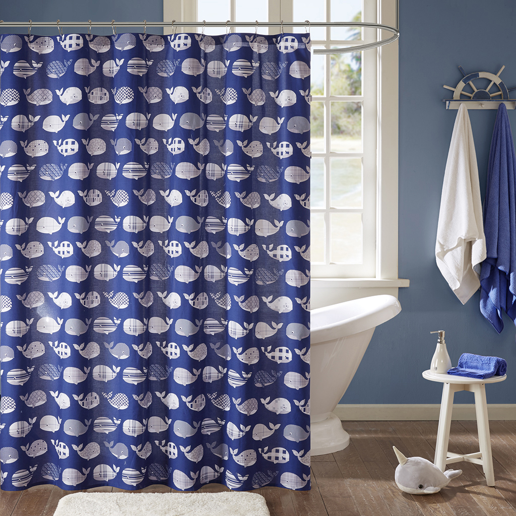 

Urban Habitat Kids - Moby Cotton Printed Shower Curtain - Navy - 72x72