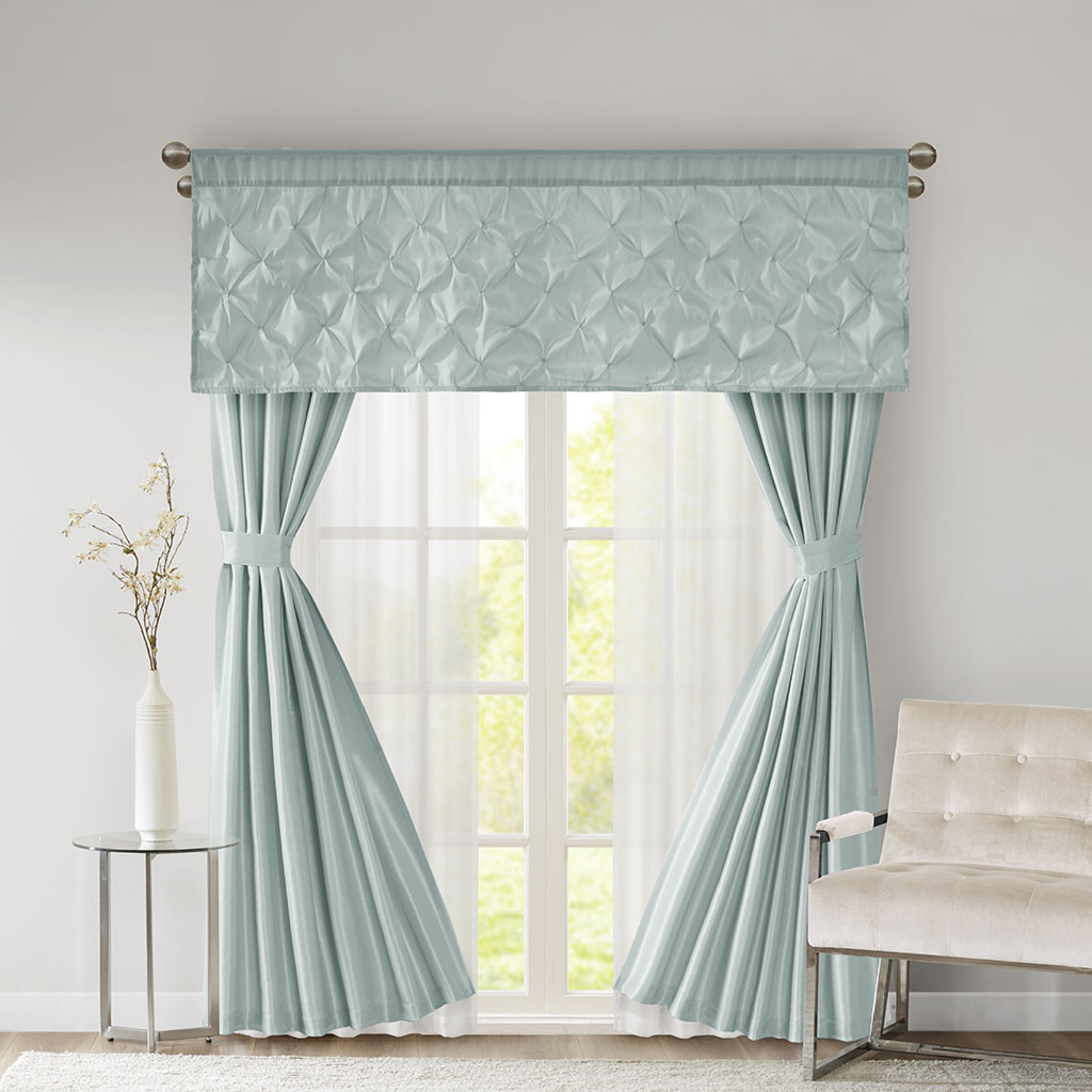 

510 Design - Vivian 7 Piece Window Set - Dusty Aqua - 50x84