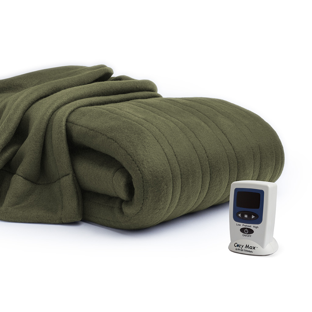 

Comfort Classics - Cozy Max Heated Fleece Heated Fleece Blanket - Green - See below