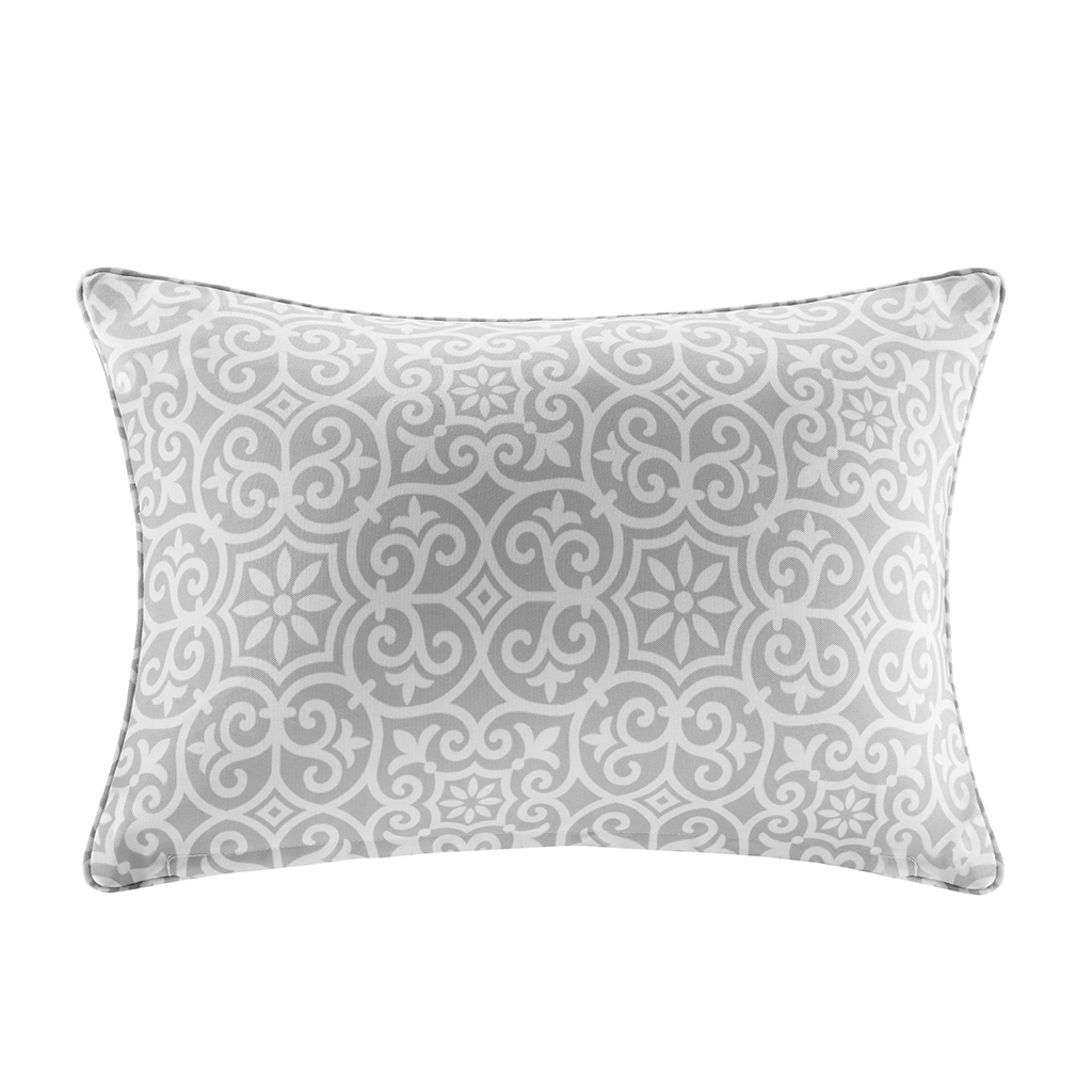 

Madison Park - Aptos Printed Fret 3M Scotchgard Outdoor Oblong Pillow - Grey - 14x20