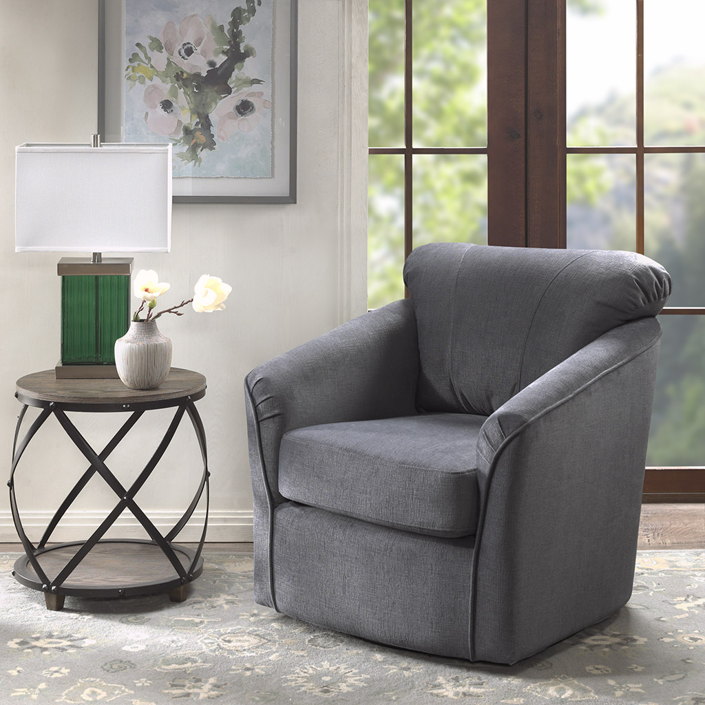 

Madison Park - Annette Swivel Chair - Grey - See below