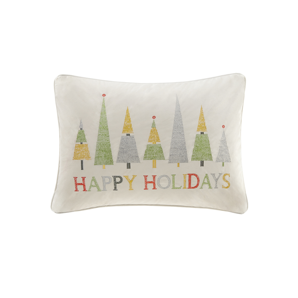 

Madison Park - Happy Holidays Oblong Pillow - Ivory - 14x20