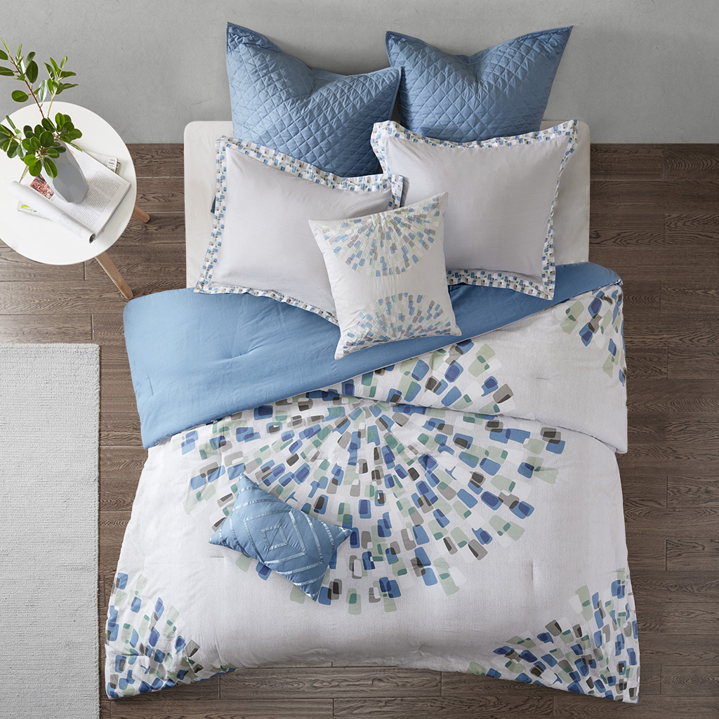 

Urban Habitat - Nico 7 Piece Cotton Comforter Set - Blue - King/Cal King