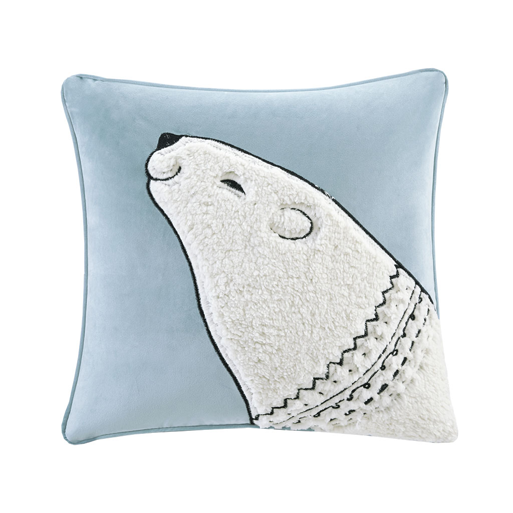 

Madison Park - Blissful Holiday Bear Square Dec Pillow - Blue - 20x20