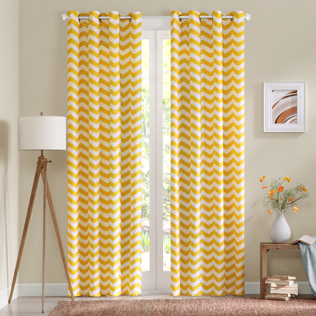 

Madison Park - Chevron Window Curtain Pair - Gold - 96" Panel