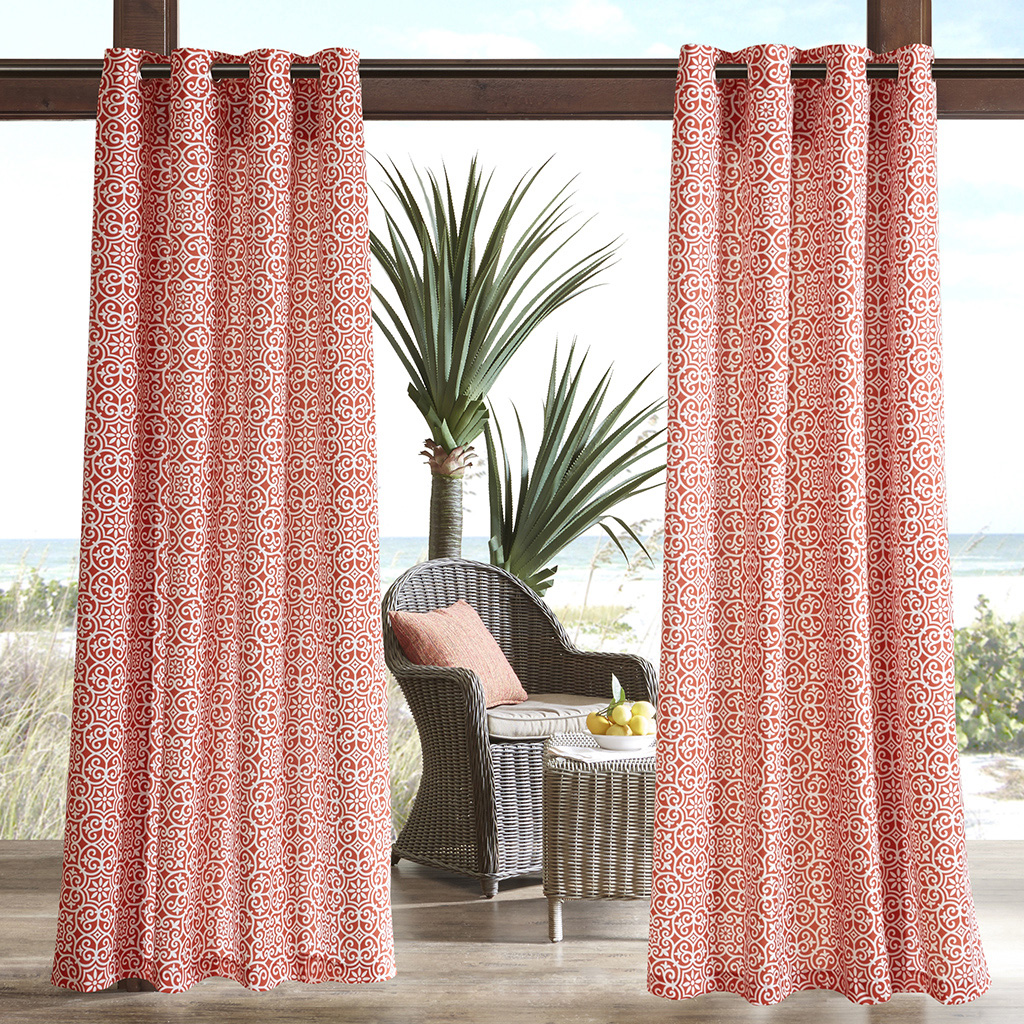 

Madison Park - Aptos Printed Fret 3M Scotchgard Outdoor Panel - Red - 95" Panel