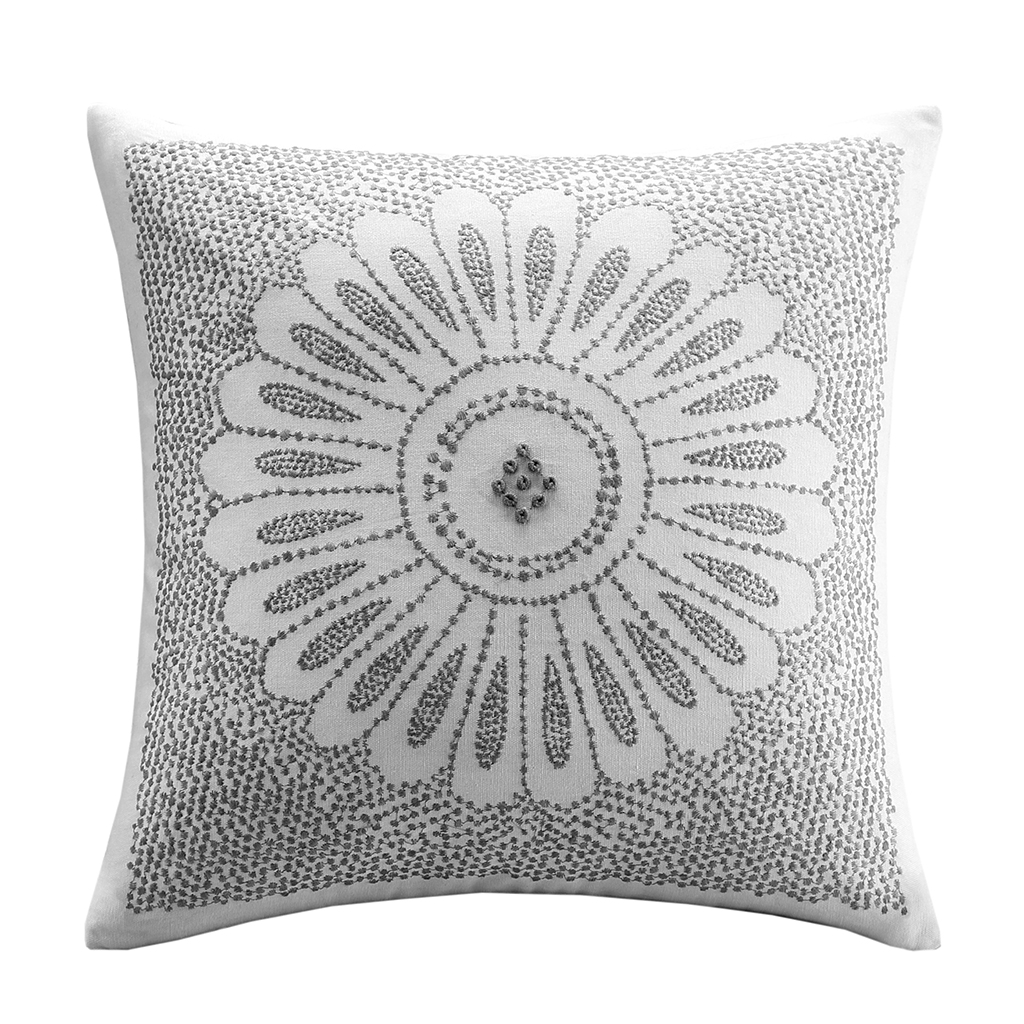 

INK+IVY - Sofia Embroidered Decorative Pillow - Grey - 20x20