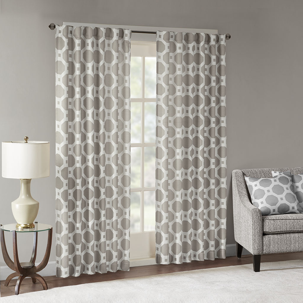 

Madison Park - Charis Poly Jacquard Window Panel - Light Grey - 50x84