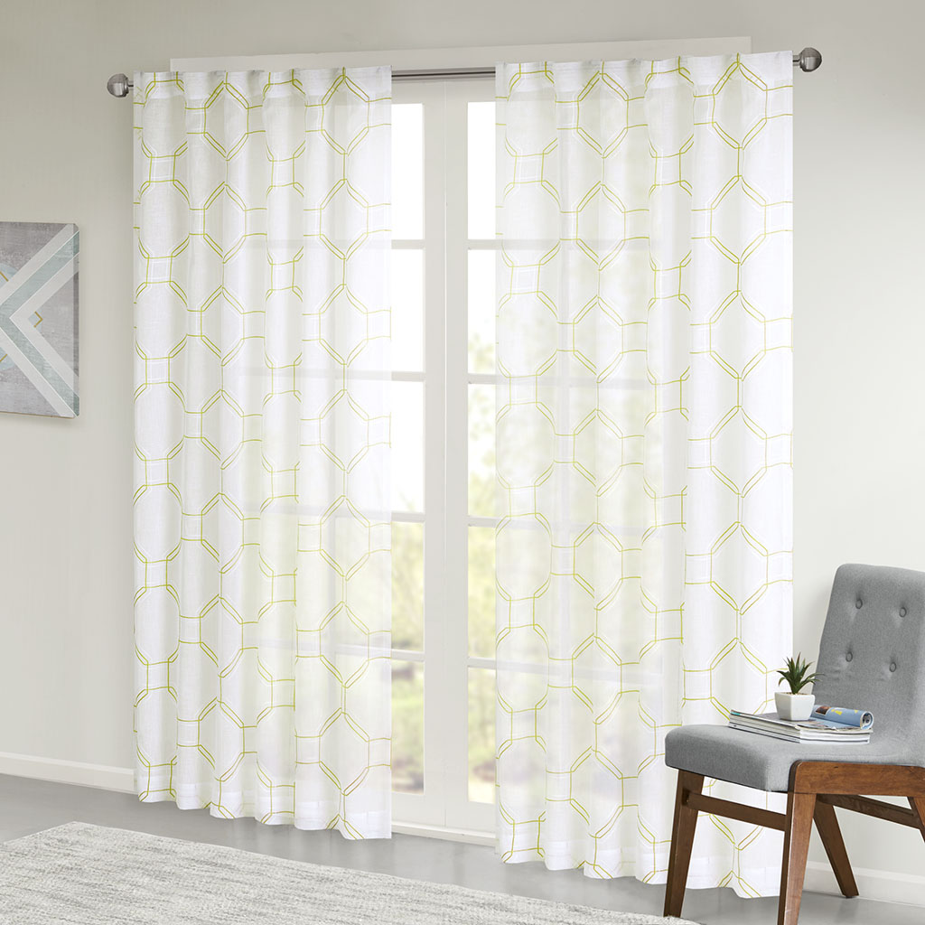 

Urban Habitat - Harley Embroidered Faux Linen Sheer Panel - Green - 50x63