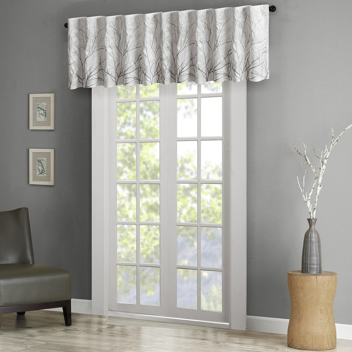 

Madison Park - Andora Faux Silk Embroidered Window Valance - White - 50x18