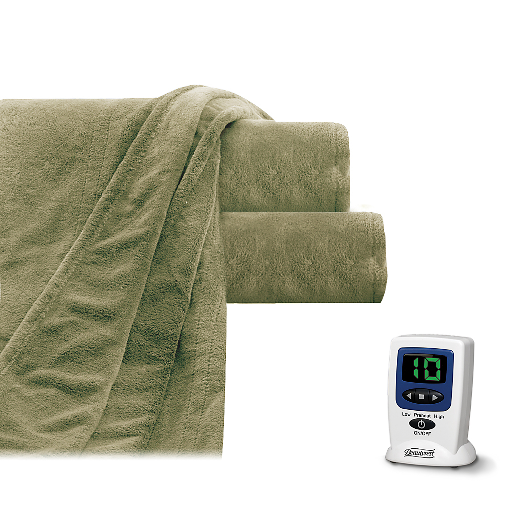 

Beautyrest - Heated Plush Blanket - Green - Twin