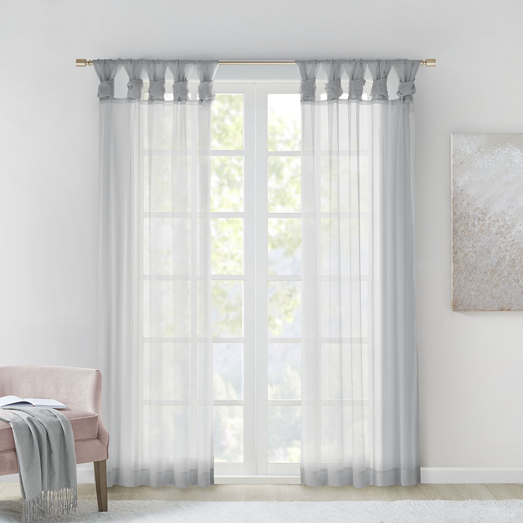

Madison Park - Ceres Twist Tab Voile Sheer Window Pair - Light Grey - 50x84