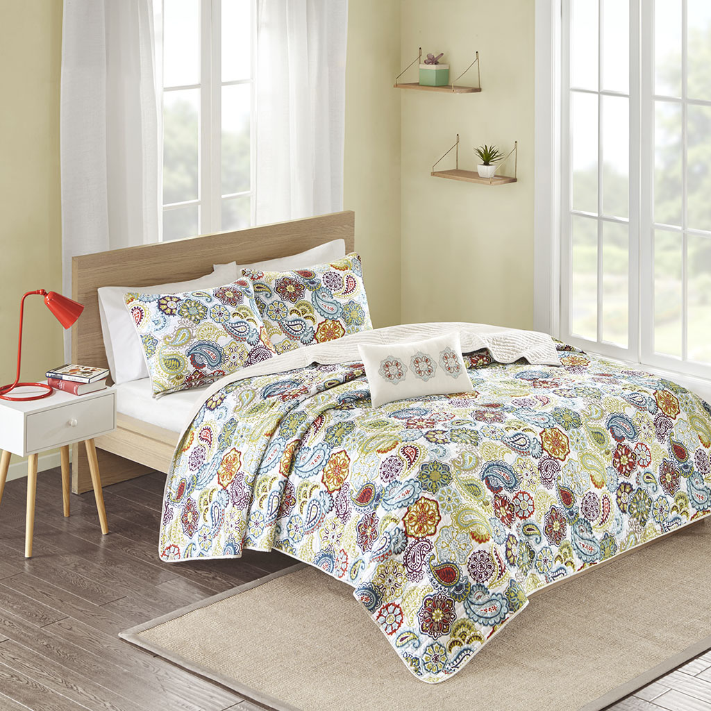 

Mi Zone - Tamil Reversible Coverlet Set - Multi - Full/Queen