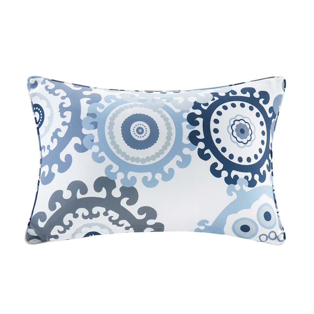

Madison Park - Laguna Printed Medallion 3M Scotchgard Outdoor Oblong Pillow - Indigo/Blue - 14x20