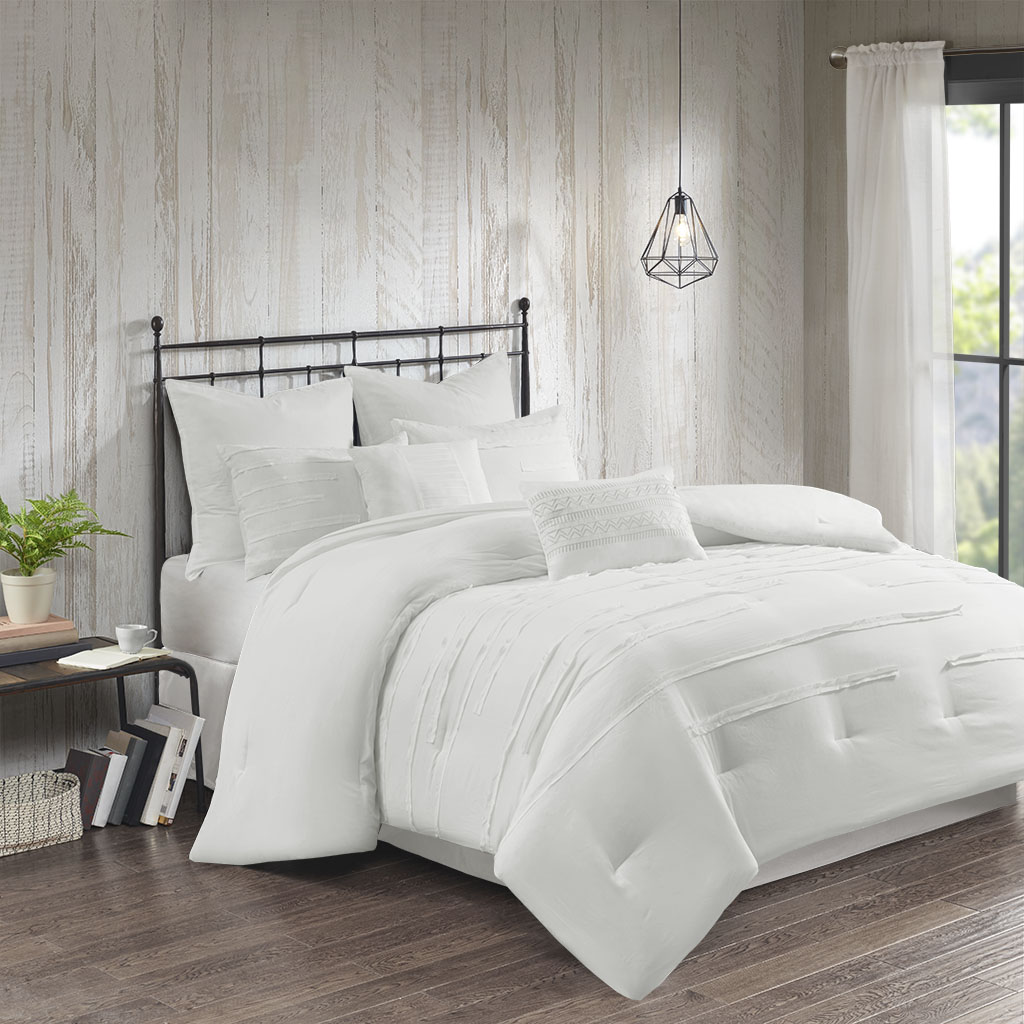 

510 Design - Jenda 8 Piece Comforter Set - White - Queen