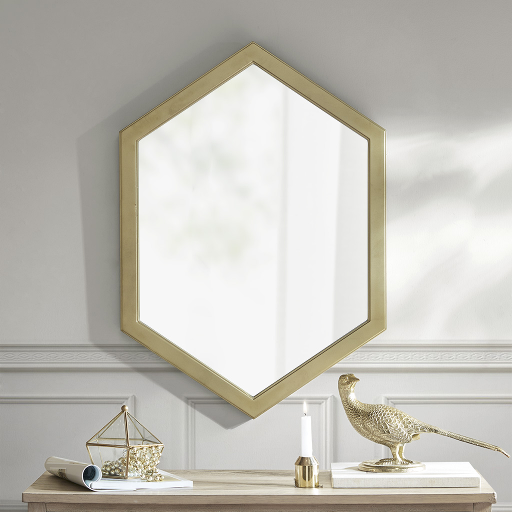 

Madison Park Signature - Hexi Mirror with Wood Frame - Gold - See below
