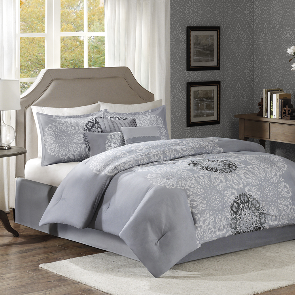 

Madison Park - Tatum 7 Piece Comforter Set - Grey - Queen