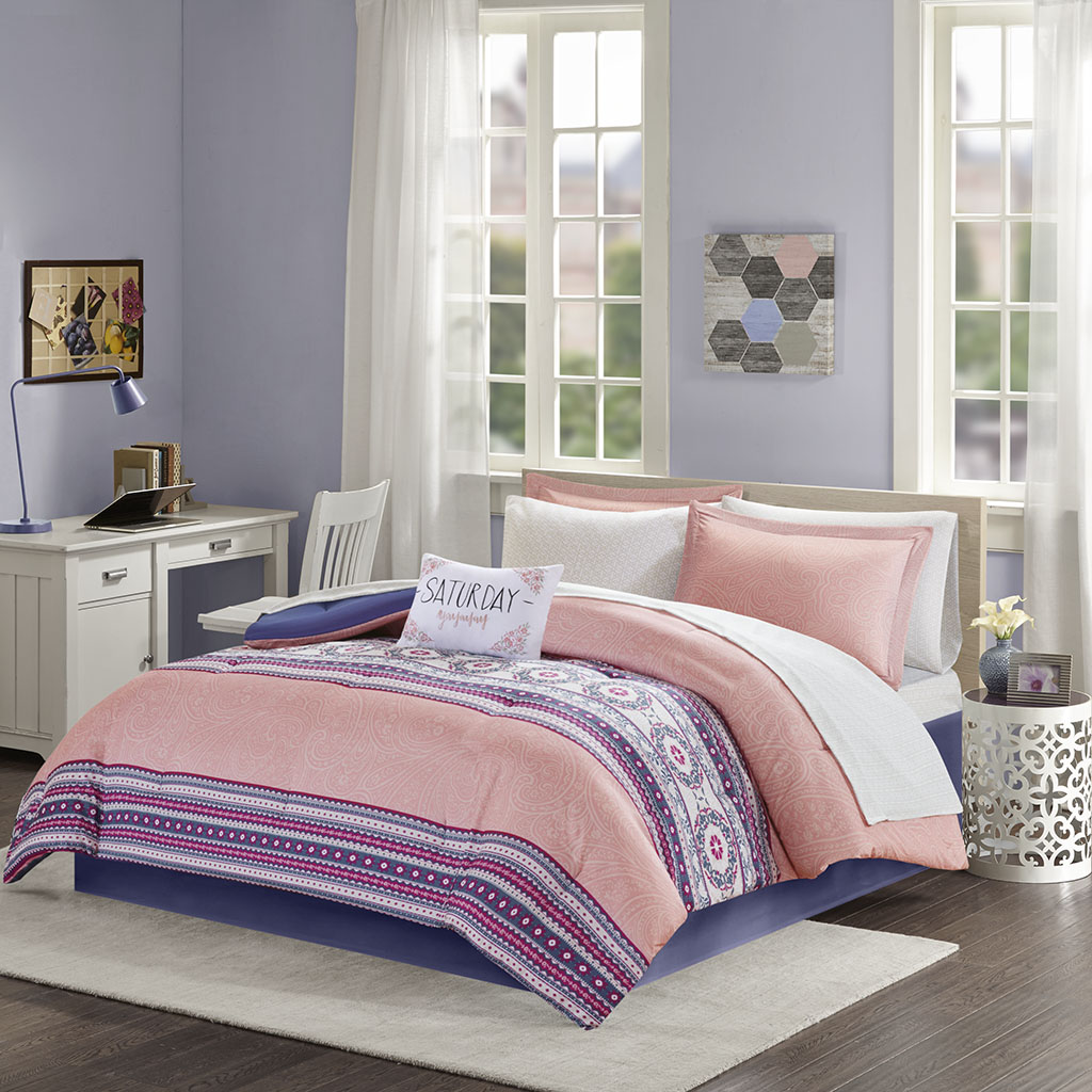

Intelligent Design - Gemma Comforter and Sheet Set - Coral - Twin XL