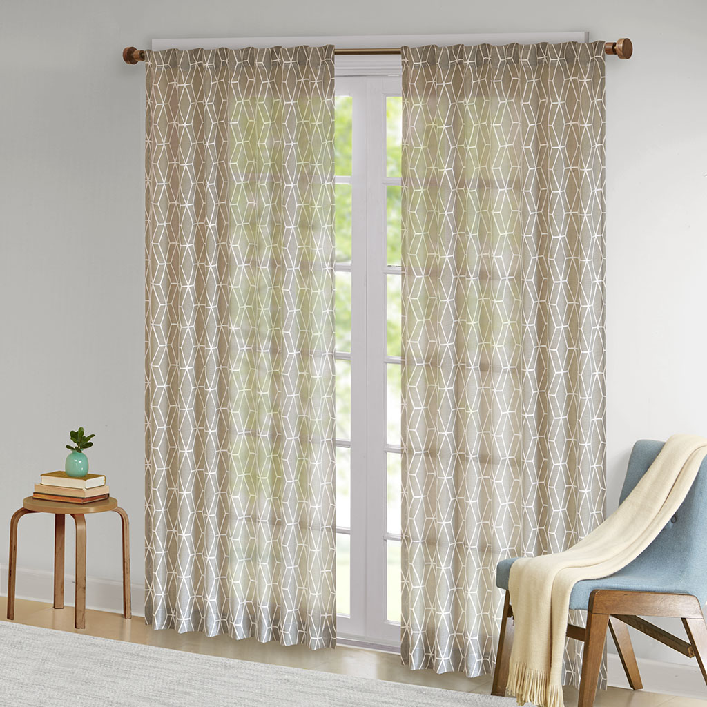 

Madison Park - Holm Chainlink Embroidered Sheer Panel - Natural - 50x95