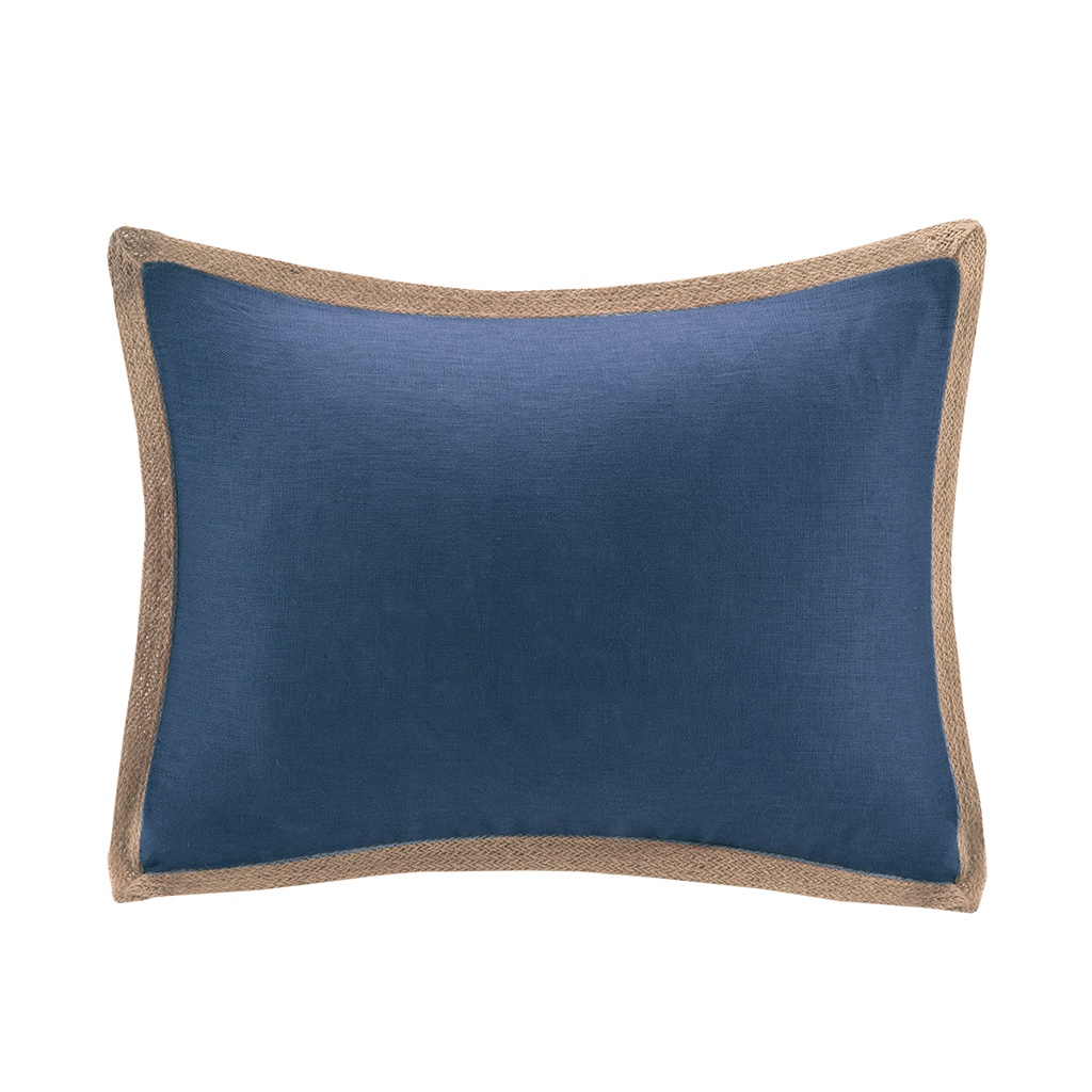 

Madison Park - Linen with Jute Trim Oblong Pillow - Navy - 14x20