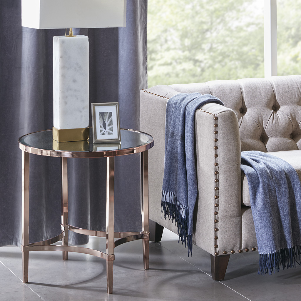 

Madison Park Signature - Triton Round End Table - Rose gold - See below