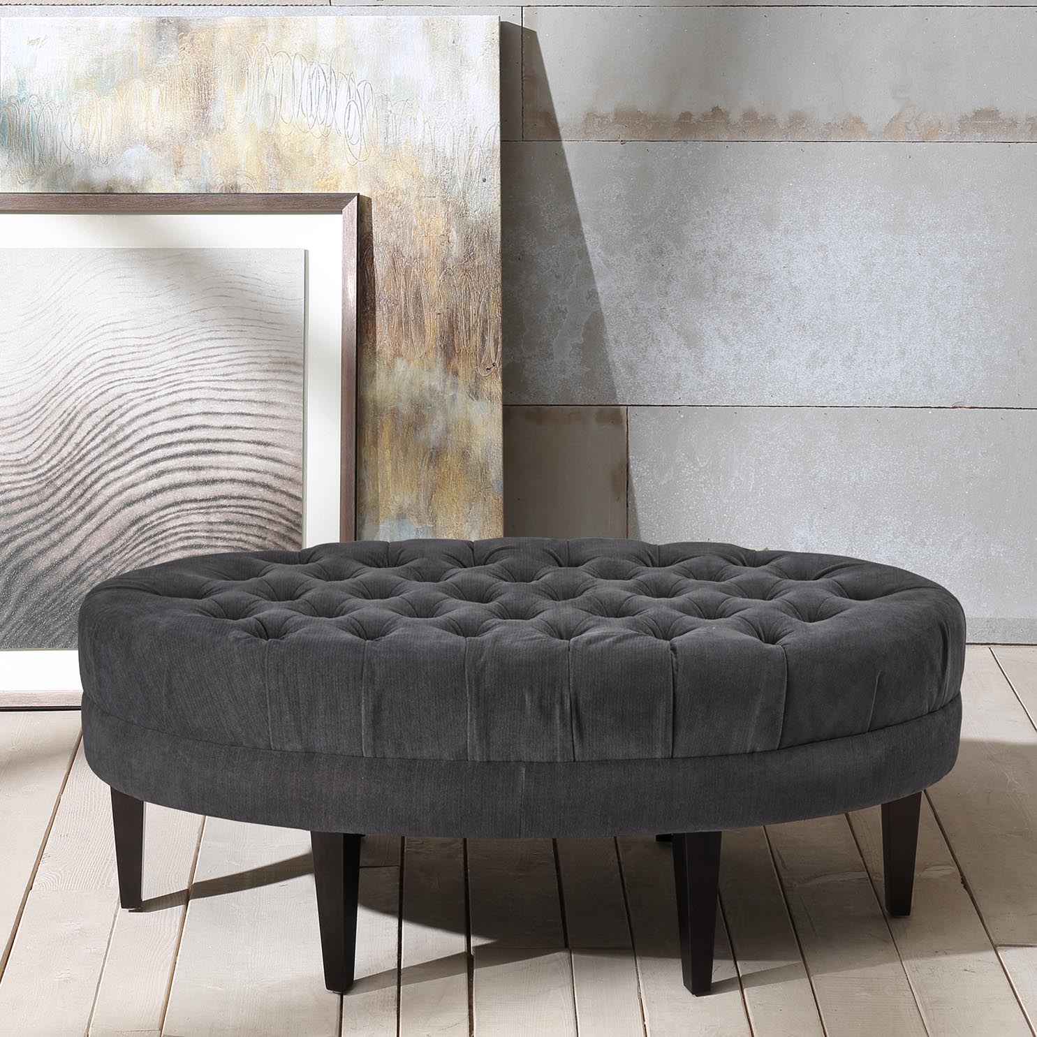 

Madison Park - Martin Surfboard Tufted Ottoman - Slate - See below