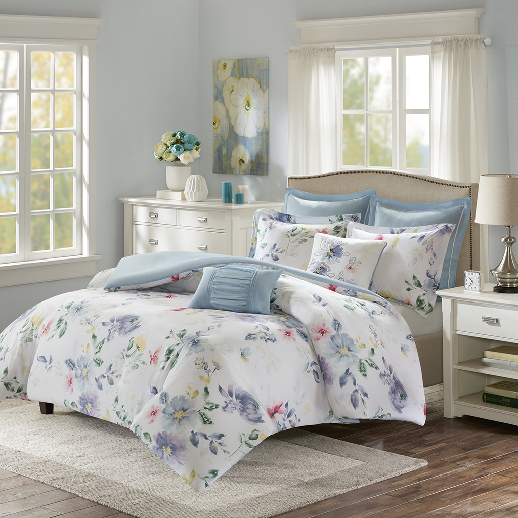 

Madison Park - Daisy 7 Piece Cotton Printed Duvet Cover Set - Multi - Full/Queen