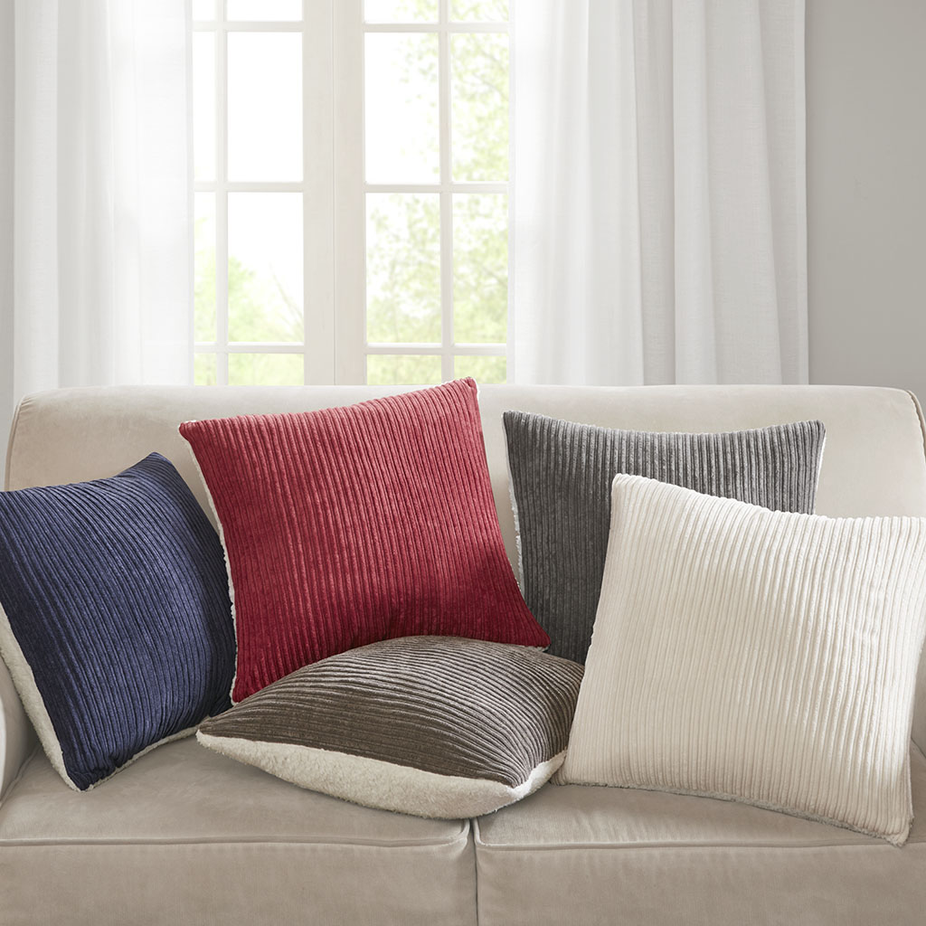 

Madison Park - Jackson Corduroy Plush Square Pillow - Navy - 20x20