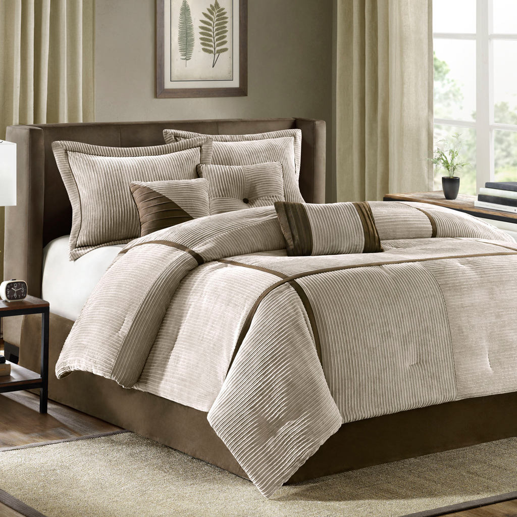 

Madison Park - Dallas 7 Piece Comforter Set - Taupe - Cal King