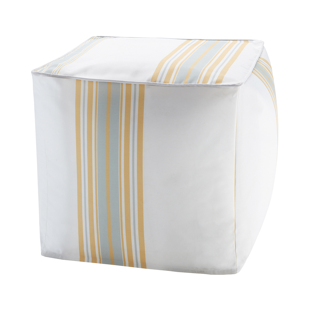

Madison Park - Newport Printed Stripe 3M Scotchgard Outdoor Square Pouf - Yellow - 18x18x18