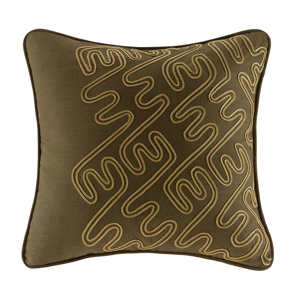 

Art In Motion - Hanami Square Embroidered Pillow - Brown - 18x18