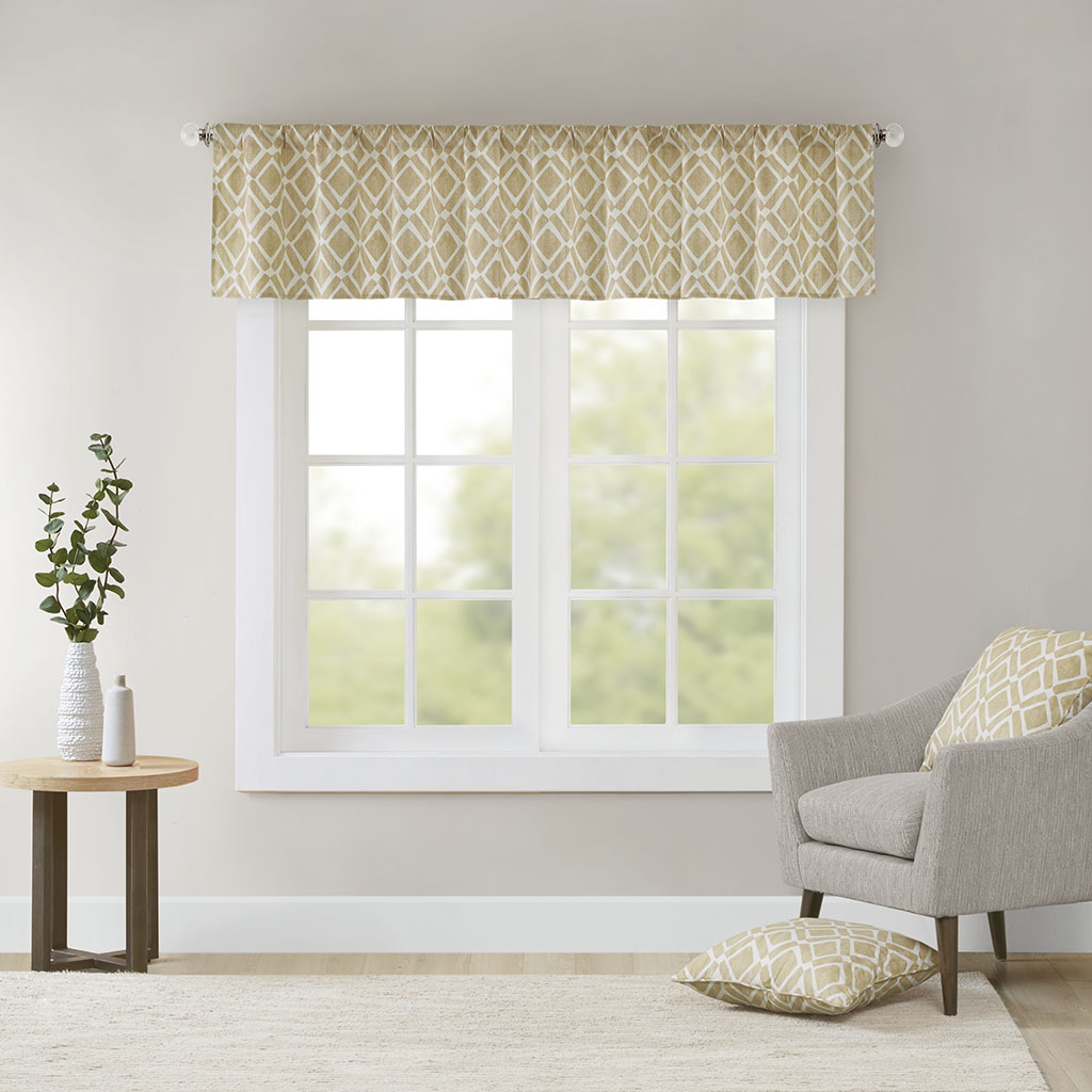 

Madison Park - Delray Diamond Printed Diamond Window Valance - Tan - 50x18