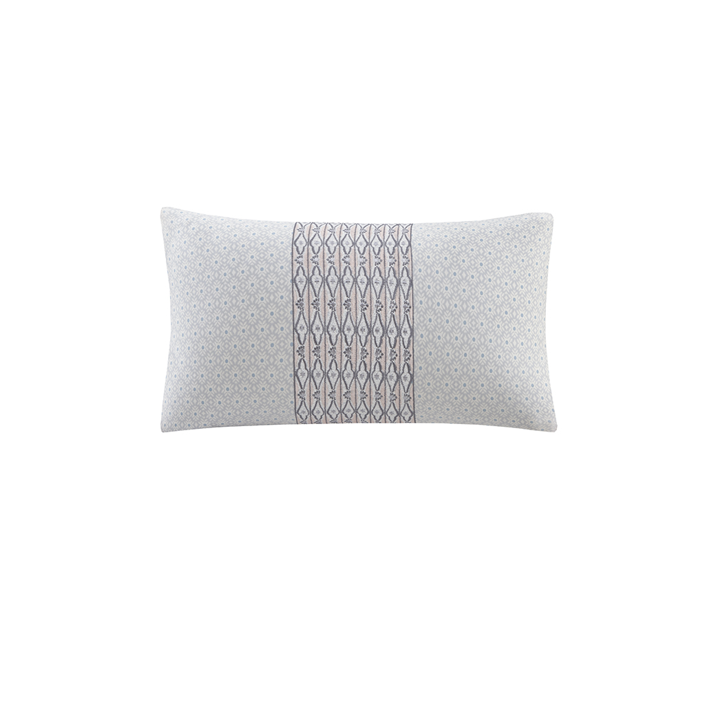 

Echo Design - Avalon Embroidered Cotton Decorative Pillow - Blue / Coral - 10x20