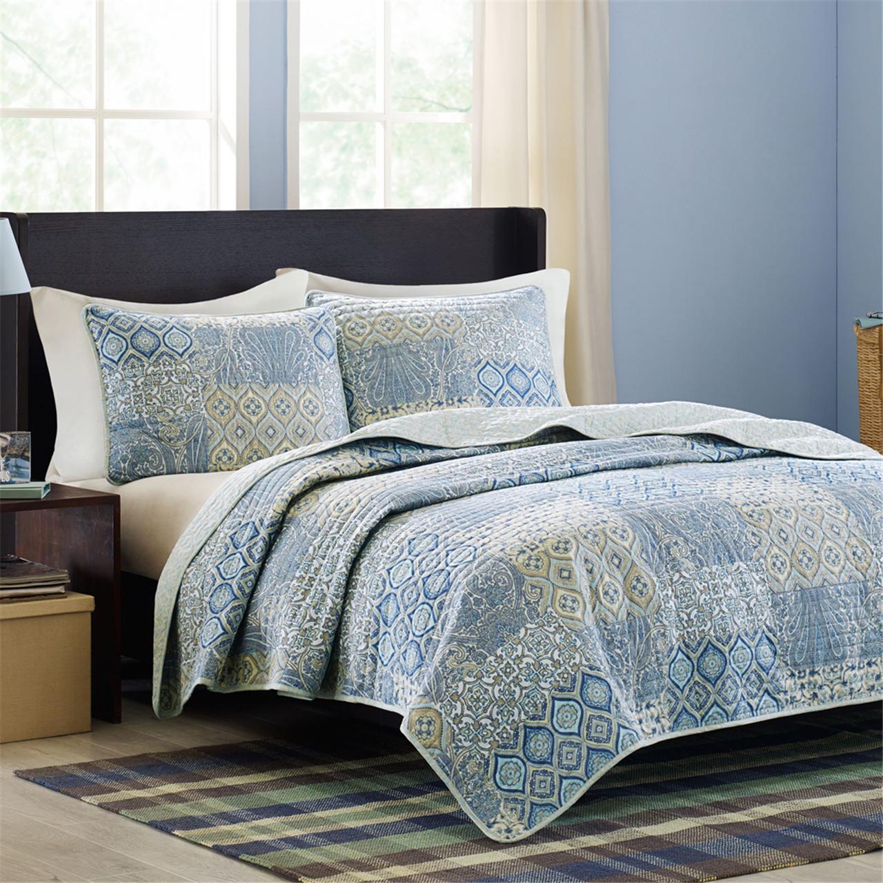 

Home Essence - Capri 3 Piece Quilt Set - Blue - King/Cal King